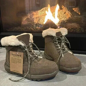 BEARPAW Cheryl Never Wet winter warm boots cow suede/wool faux fur lining